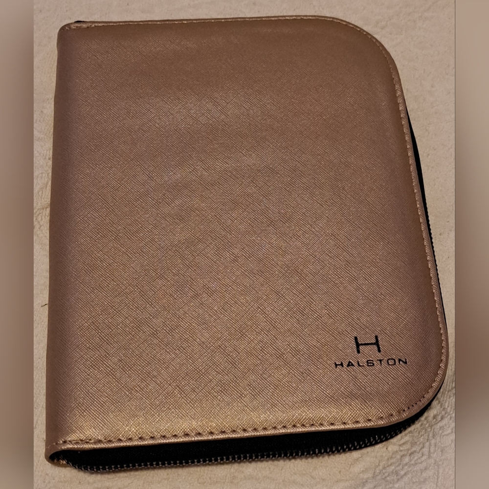 Halston Travel Metallic Rose Gold Jewelery Case Pouch w/ Velvet Interior